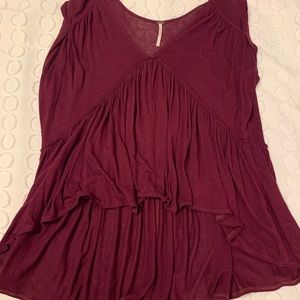 Free people low to high maroon flowy tee